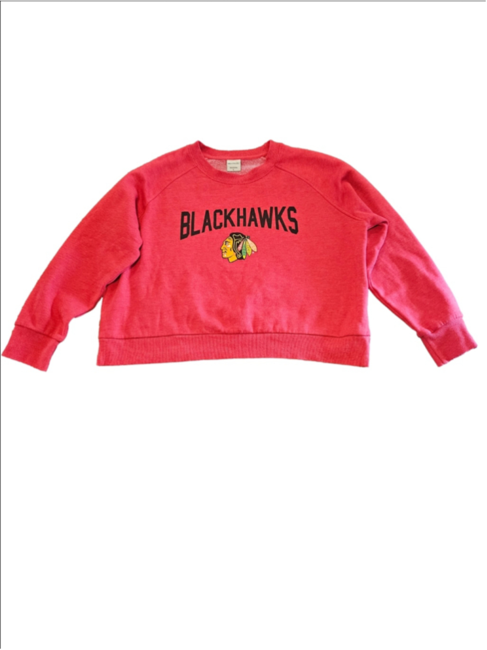 Women's UGAPPAREL Vintage Chicago Blackhawks Cropped Sweatshirt Red Size L